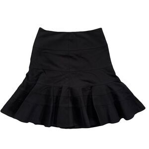 Akris Punto flippy black jersey flare flounce knee length black skirt 4